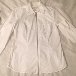 MICHAEL Michael Kors White Zip Blouse